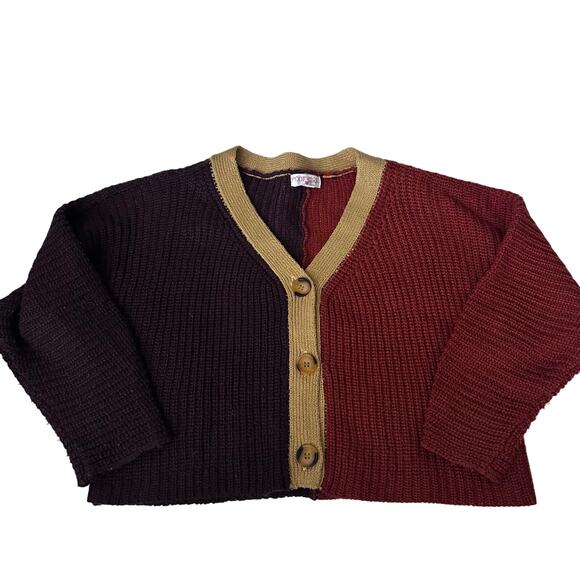 Poof Girl Color Block Cardigan Sweater - Girls Size Small - Picture 1 of 4